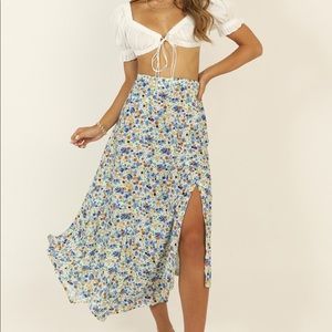 Showpo She Still Blooms MIDI skirt- US size 8